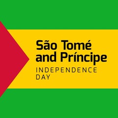 Illustrative image of sao tome and principe independence day text on national flag, copy space