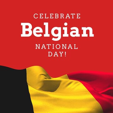 Illustration of celebrate belgian national flag with belgium national flag on red background