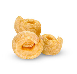 Crispy Pork, Pile of pork rind isolated on white background