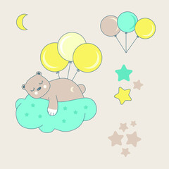 Baby Bear Sleeping on the Cloud