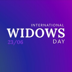 International widows day text against purple background with copy space