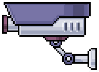 Pixel art security camera vector icon for 8bit game on white background
