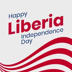 Fotobehang Illustration of happy liberia independence day text with red stripes on white background, copy space © vectorfusionart