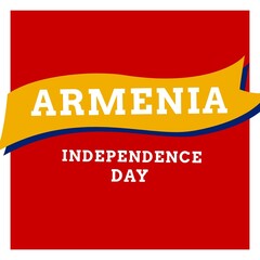 Illustration of armenia independence day text over red background, copy space
