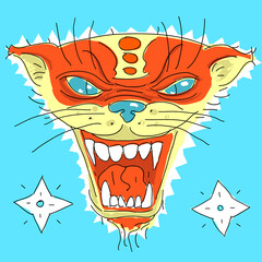 Vector illustration grin wild cat