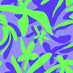 Naklejka premium Abstract Hand Drawing Melted Liquify Retro Large Flowers Stars Seamless Vector Pattern Isolated Background