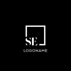 Letter SE simple square logo design ideas