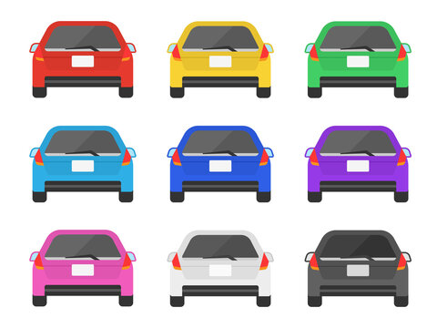 後ろから見た、自動車のカラーバリエーションイラスト