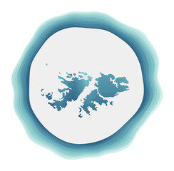Falklands logo. Badge of the country. Layered circular sign around Falklands border shape. Neat vector illustration.