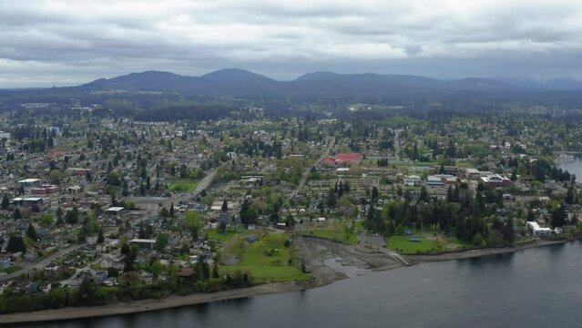 Aerial View Of Evergreen Rotary Park And Bremerton City In Kitsap County, Washington, United States.