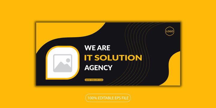 Professional It technology social media web banner template design
