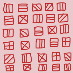 set of icons for design,red line on pink background