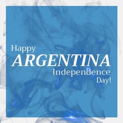 Happy argentina independence day text over patterned blue background