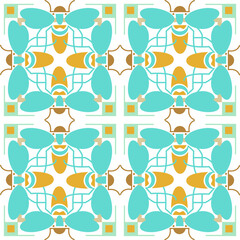 continuous art nouveau pattern. Design of a bee in a square for advertising, textiles, wallpapers, paper and more