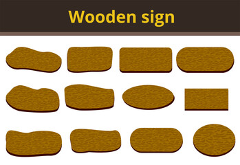 wooden sign isolated on white background, Vector illustration.