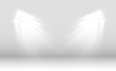 White scene on with spotlights. Vector illustration.	