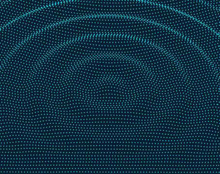 Vector ripple effect. 3D waves formed by dots. Minimal background design with concentric waves.