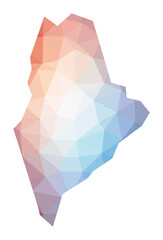Map of Maine. Low poly illustration of the us state. Geometric design with stripes. Technology, internet, network concept. Vector illustration.