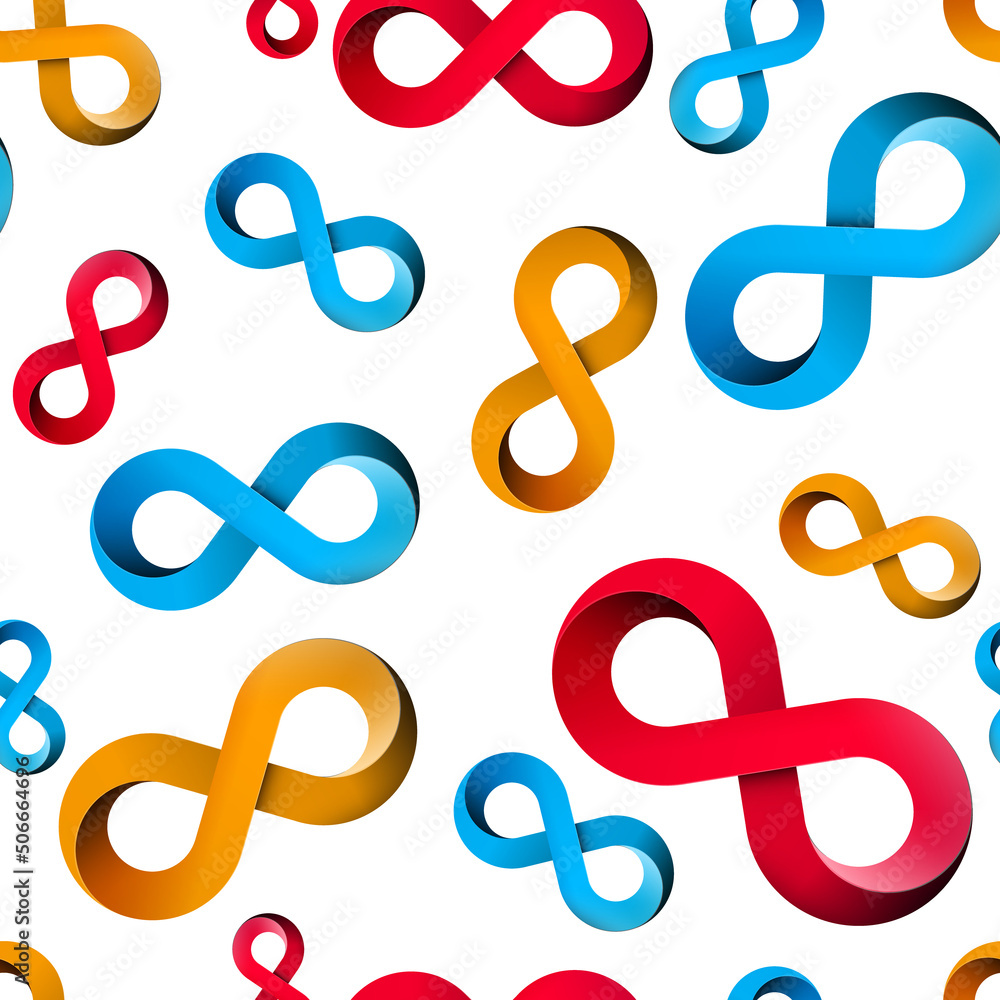 Poster infinity symbols seamless pattern - endless symbol vector background