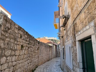 Old alley in Hvar Town, Croatia