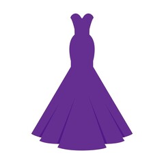 women full frock purple color fashion dress. on white background