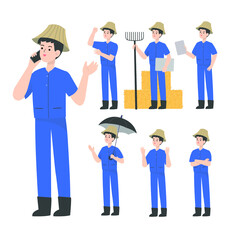 Thai smart farmer cartoon presenting concept