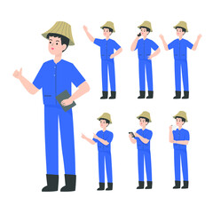 Thai smart farmer cartoon presenting concept