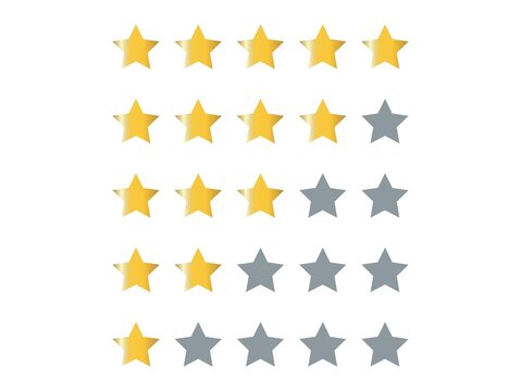 5 gold star rating icon vector illustration