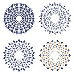 Decorative design elements collection. Pattern with royal lily and crown. Circular ornamental symbol.