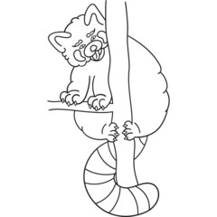  Cute and chubby red panda. Vector line for postcards, for printing, for design, for posters, for decoration. Can be used as stickers or coloring books. As a way to express your emotions.