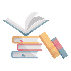 Fototapeta premium Vector illustration of a stack of books on a white background. Concept for creating flyers and banners for a bookstore