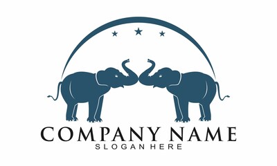 Two elephant symbol vector logo