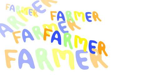 Farmer lettering vector illustration. Farm organic market text hand drawn background. 