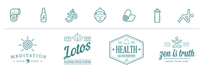 Set of Vector Yoga Zen Sport Elements and Fitness Healthy Illustration can be used as Logo or Icon in premium quality