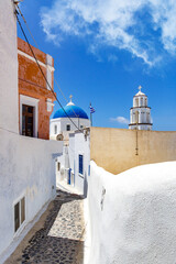 Walking in the streets of Santorini in Greece