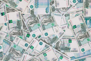 Fototapeta na wymiar Background with russian rubles banknotes