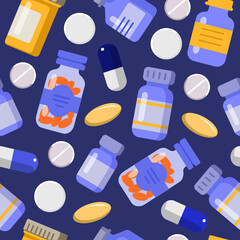 seamless pattern pills and bottles health treatment medicine