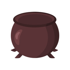 Cauldron empty brown in flat style. Vector illustration