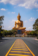 Wat Pikul Thong Phra Aram Luang or Wat Luang Por Pae temple with giant Buddha, in Sing Buri, Thailand