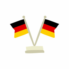 Negotiation Two german flags. Emblem for National Decor of Germany. Hand drawn Vector illustration for a festive or holiday decoration, tourist trips, travel, meeting guests.