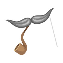 Mustache with Smoking Pipe as Carnival Mask and Accessory for Festive Party Celebration Vector Illustration