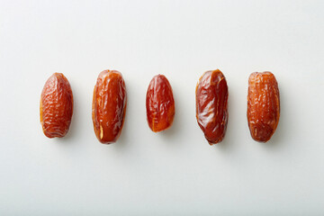 Dates viewed from above isolated on a white background. Top view