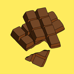 Doodling freehand outline sketch drawing of a chocolate bar.