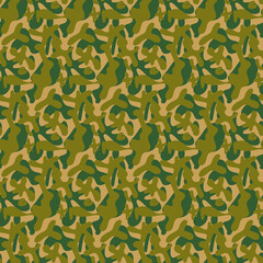 Camouflage seamless pattern for disguise, green marsh color for textile design