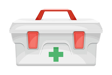 Cooler for Donor Organ as Medical Device with Cross and Handle Vector Illustration