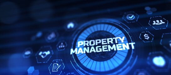 Property asset management business finance technology concept on screen.