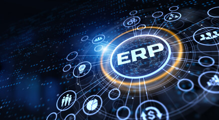 ERP Enterprise resources planning business finance technology concept.