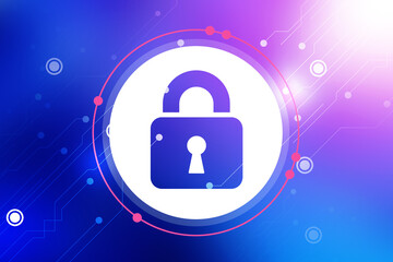 2d illustration Safety concept: Closed Padlock on digital background
