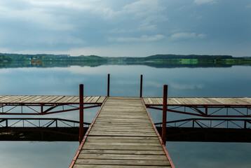 Obraz premium pier on the lake, Kashubia, Poland
