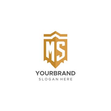 Monogram MS logo with shield geometric shape, elegant luxury initial logo design